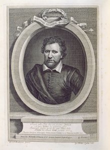 Ben Jonson (1573-1637), gravert av George Vertue (1684-1756), 1730 av Gerrit van Honthorst