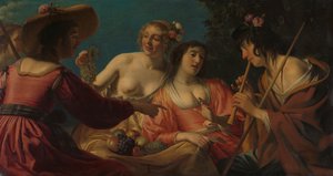 Gjeter spiller fløyte av Gerrit van Honthorst