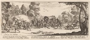 Angrep på en trener av Gerrit van Schagen after Jacques Callot