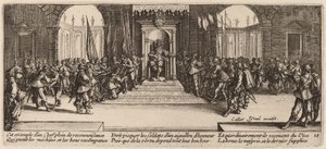 Utdeling av belønninger av Gerrit van Schagen after Jacques Callot