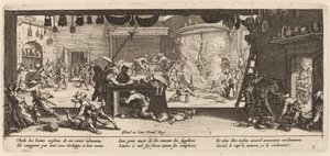 Plyndre et stort gårdshus av Gerrit van Schagen after Jacques Callot