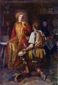 "Ofte fra skogen villmarker han brakte, hvis sider var fylt med smilende rødt!" (farge litho) av Gertrude E. Demain (after) Hammond