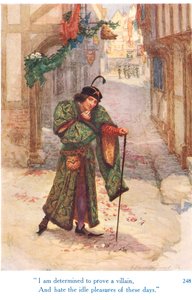 "Jeg er fast bestemt på å bevise en skurk, og hater de ledige gledene i disse dager", illustrasjon fra "Shakespeares historier om de engelske kongene", utgitt av George Harrap & Son