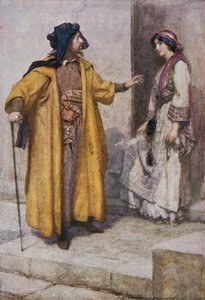 Shylock ga henne nøklene og ba henne vokte huset, illustrasjon fra 