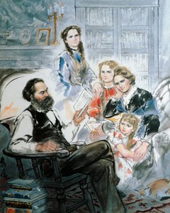 Karl Marx og hans familie (akvarell) av Ghan Zen Mon