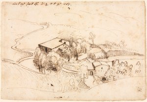 Gård med trær i et kupert landskap, 1567. av Gherado Cibo