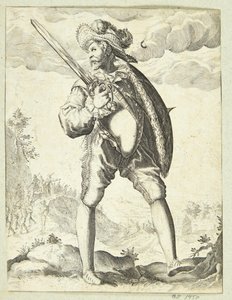 Soldat bevæpnet med sverd og skjold