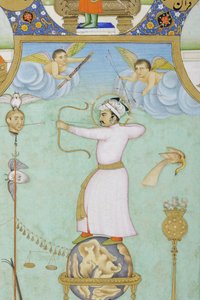 Detalj fra allegorisk portrett av Jahangir (ugjennomsiktig akvarell og gull på papir)
