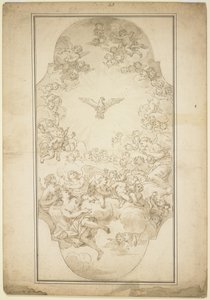 Den hellige ånd, 1680-tallet (penn og brunt blekk og vask over spor av svart kritt)