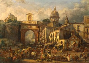 Italia, Napoli, marked ved Porta Capuana av Giacinto Gigante
