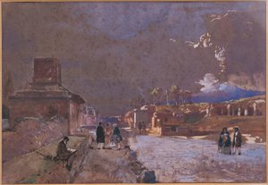 Italia, The Street of Tombs in Pompeii (akvarell) av Giacinto Gigante