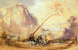 Sorrento Landscape, ca 1848, av Giacinto Gigante (1806-1876), akvarell, 34x51 cm. av Giacinto Gigante