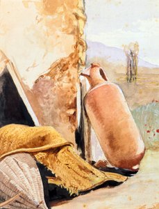 Stilleben med kanne og landskap av Giacinto Gigante
