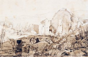 Diana-tempelet i Baia, ca. 1844 av Giacinto Gigante