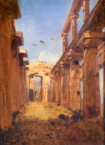 Basilica of Paestum 1845-1848 (olje på lerret) av Giacinto Gigante