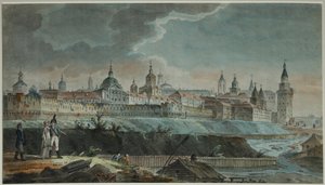 Utsikt over Neglinnaya-elven og Kitay-gorod fra Petrovsky-plassen, 1790-tallet