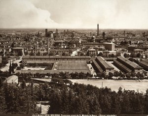 Panorama over byen Bologna: utsikt fra San Michele i Bosco.