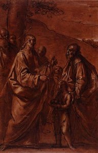 PD.9-1992 The Miracle of the Loaves and Fishes, ca. 1611-14 (svart kritt, penn og blekk og vask) av Giacomo Cavedoni