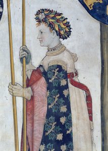 The Nine Worthies and the Nine Worth Women, detalj av Semiramis, 1418-30 (fresco)