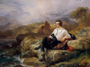 Lord Byron (1788-1824) ved bredden av det greske hav, av Giacomo Trecourt (1812-1882), olje på lerret