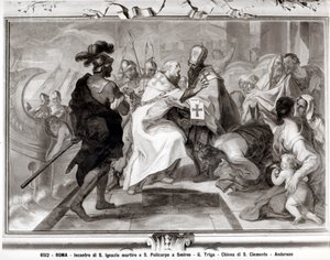 Møtet mellom St. Ignatius av Antiokia (dc107 e.Kr.) og St. Polycarp av Smyrna (ca.69-c.155 e.Kr.) av Giacomo Triga