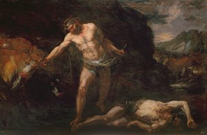 Hercules dreper den gigantiske Cacus og stjeler tilbake storfeet til Geryon