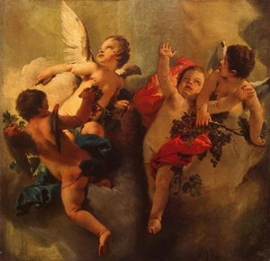 Amorer med druer. Serie fire årstider, 1740-tallet. av Giambattista Tiepolo