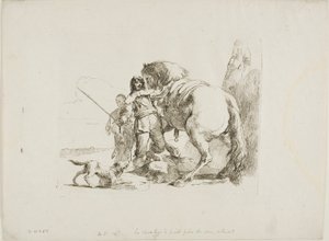 Rytteren som står ved hesten sin, fra Capricci av Giambattista Tiepolo