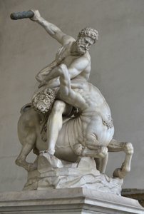 Hercules i kampen mot kentauren Nessus av (after) Giambologna