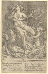 Jupiter forvandlet til Satyr og Diana av Gian Jacopo Caraglio