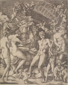 Venus og Mars med amoriner og tre nåder av Gian Jacopo Caraglio