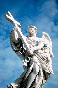 Engel som bærer et kors, fra Ponte St Angelo, Roma, Italia, 1669 av Gian Lorenzo Bernini