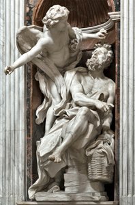 Profeten Habakkuk (Habaquq, Habakuk, Habakkuk, Abakuk, Havakuk) og engelen (Profeten Habakkuk og engelen) Marmorskulptur av Gian Lorenzo Bernini (1598-1680) 1656-1661 Roma, Basilica di Santa Maria del Popolo, Cappella Chigi