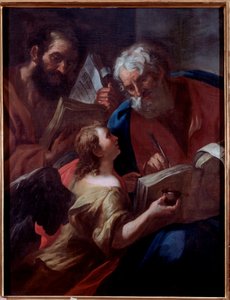 Representasjon av Saint Matthew og en annen evangelist av Gian Lorenzo and Michelangelo Bertolotto