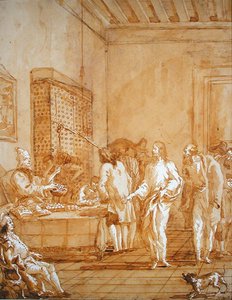 The Calling of St. Matthew (penn og blekk vask over svart kritt)