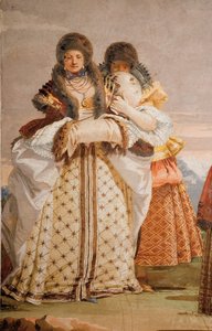 Detalj fra The Winter Walk, fra Room of the Gothic Pavilion, i Foresteria, 1757 av Giovanni Domenico Tiepolo