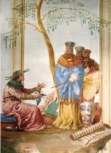 Detalj fra freskomaleri i det kinesiske rommet, i Foresteria, 1757 av Giovanni Domenico Tiepolo
