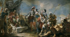 Dronning Zenobia før keiser Aurelian, 1717 av Giovanni Domenico Tiepolo