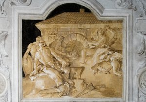 Vulcan in His Forge, fra Room of the Aeneid i Palazzina, 1757 av Giovanni Domenico Tiepolo