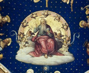 Den velsignende Gud sitter i herlighet, detalj fra scenen fra Stories of life of Saint John Baptist
