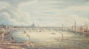 Fra Hungerford Pier, 1837 (wc på papir)