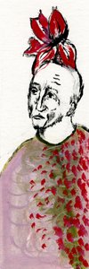 Jeg ble en rød blomst, 2017, (olje på papir) av Gigi Sudbury
