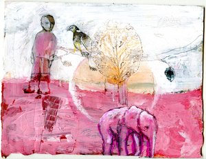 Wood Pigeon and Elephant, 2014 (blandet media) av Gigi Sudbury