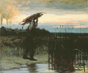 Mann som bærer pinner i skumringen, 1879