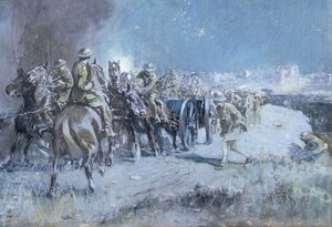 Ammunisjonssøylen (wc, gouache og kritt på papir)