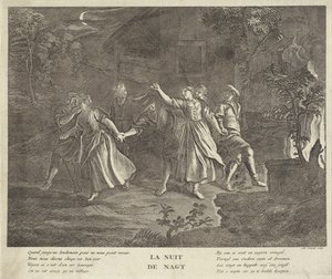 Natt: runddans av unge menn og kvinner La nuit / Natten (tittel på objekt) av Gilbert Schoute