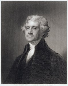 Portrett av Thomas Jefferson, gravert av Henry Bryan Hall (1808-84) av Gilbert Stuart