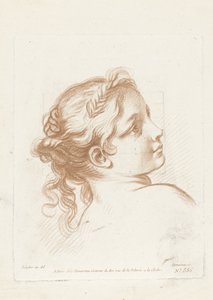Byste av en ung kvinne Tête de jeune fille av Gilles Demarteau