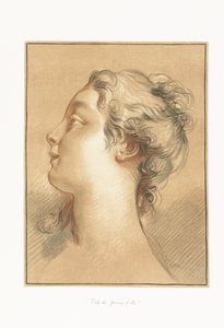 Hodet til en jente Tête de jeune fille av Gilles Demarteau