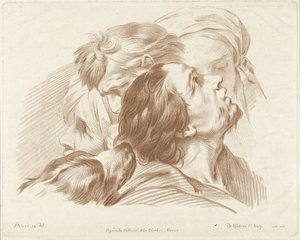 Studie av hoder og hundehode av Gilles Demarteau